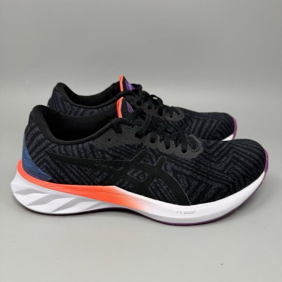 Asics Roadblast Womens Size 8 Black White Athletic Running Shoes Sneakers - Picture 1 of 9